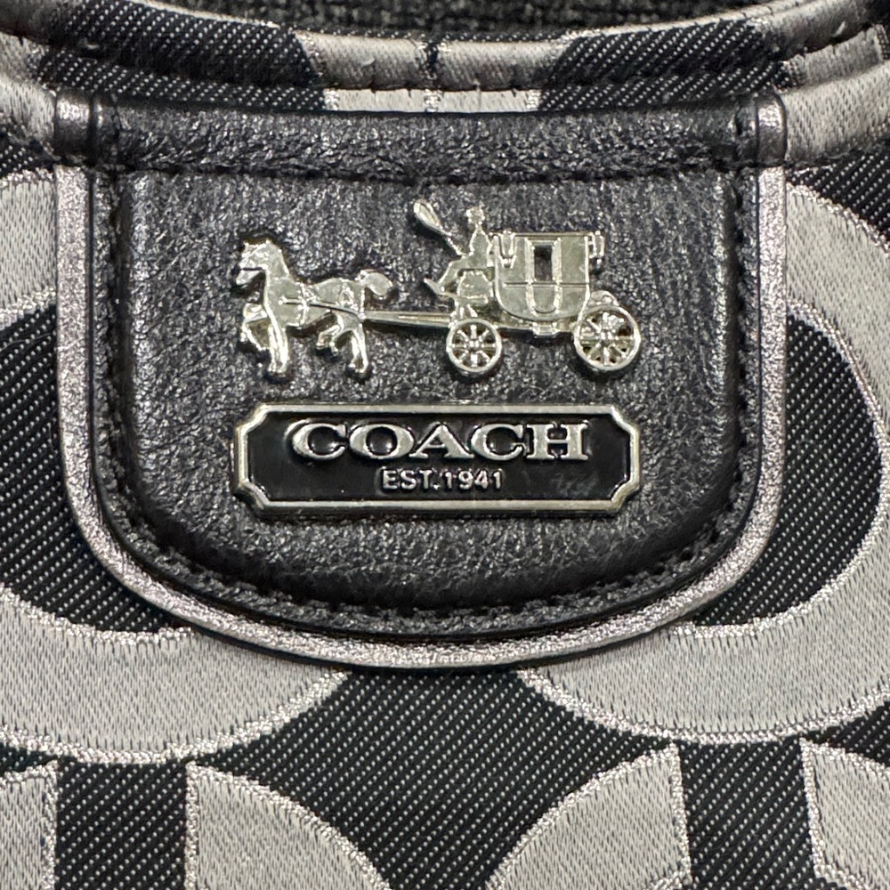Coach Black Denim and Gray Circle Pattern Hobo Bag - Picture 2 of 12